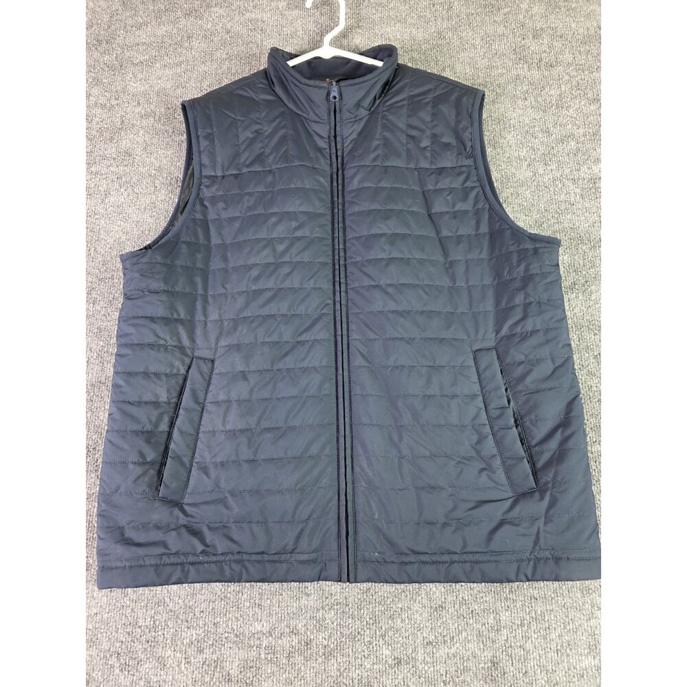 Brooks Brothers Full Zip Puffer Vest XL X-Large Blue Plaid Interior Chest Pocket